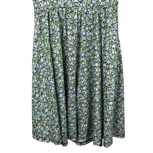 Loemes Dress Blue Green Floral Sundress Flutter Sleeves Pockets Boho Women's S - Picture 8 of 8